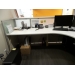 Three H Off White Reception Desk w Glass Accents + Transaction
